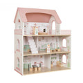 Casa de Muñecas de Madera con Muebles Rosa Juguete Didáctico
