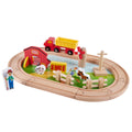 Set de Granja de Juguete de Madera con Pista Tren 23 piezas