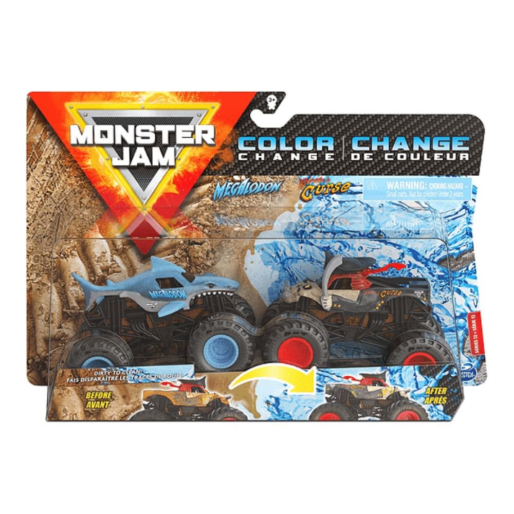 Autos Monster Jam Megalodon V/S Pirates Cambian de Color - Otuti