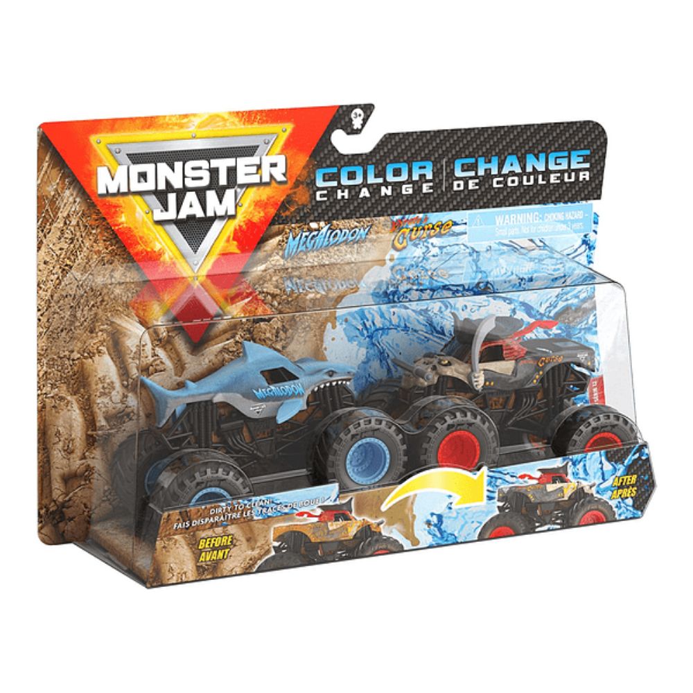 Autos Monster Jam Megalodon V/S Pirates Cambian de Color - Otuti