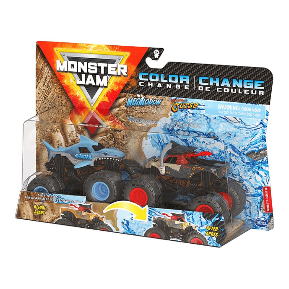 Autos Monster Jam Megalodon V/S Pirates Cambian de Color - Otuti